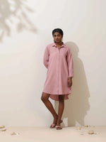 Thumbnail for trueBrowns Pink Cotton Linen Dress