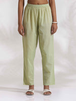 Thumbnail for trueBrowns Green Cotton Floral Embroidered Kurta Co-ord Set
