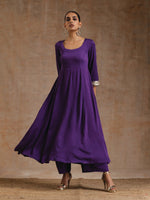 Thumbnail for trueBrowns Violet Modal Satin Anarkali Set - Distacart
