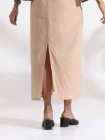 Thumbnail for trueBrowns Beige Cotton Print Long Dress
