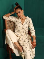 Thumbnail for trueBrowns Ivory Rhombus Cotton Angrakha Kurta Pant Set - Distacart