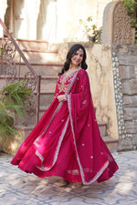 Thumbnail for Anaita Red Georgette Readymade Anarkali Suit with Zari & Sequence Work - Dista