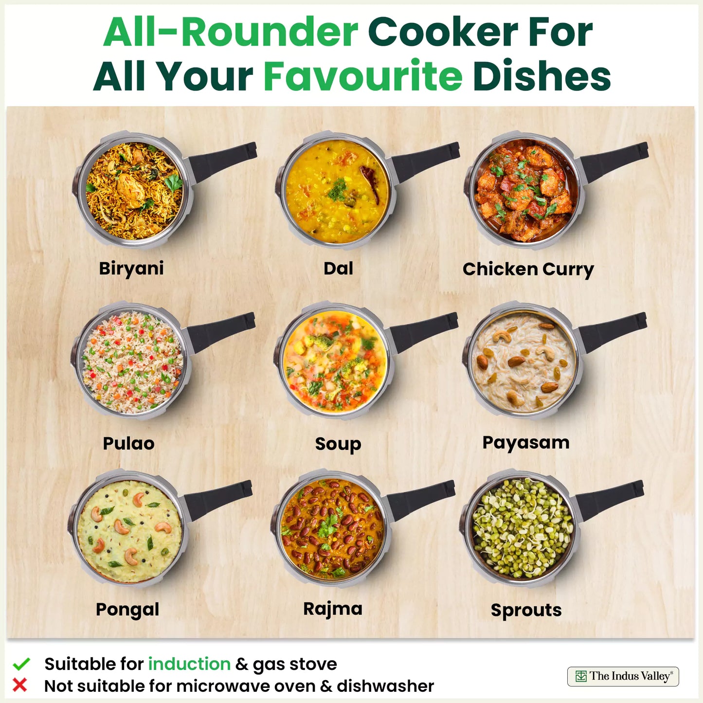 The Indus Valley RapidCuk Tri-ply Stainless Steel Pressure Cooker, Premium Quality, 3 Layer Thick Body, Heavy Bottom, 100% Safe, ISI Certified, Induction & Gas, 2/3/5L - Distacart