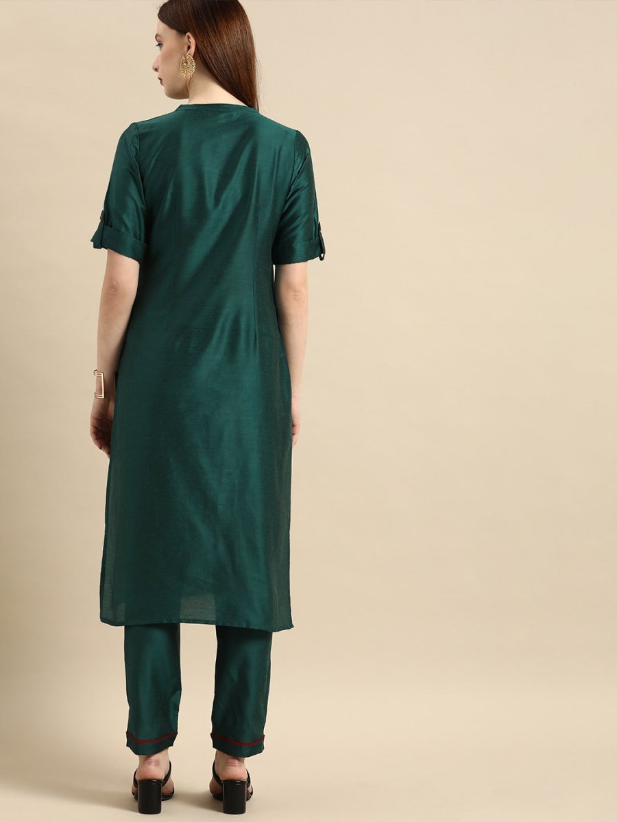 All About You Women Green Kurta with Trousers - Distacart