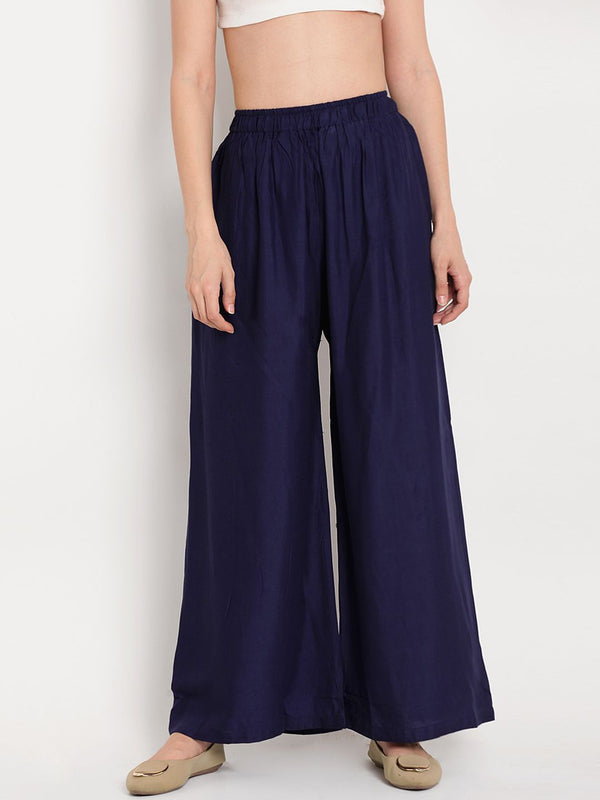 TAG 7 Women Pack Of 3 Solid Wide Leg Palazzos