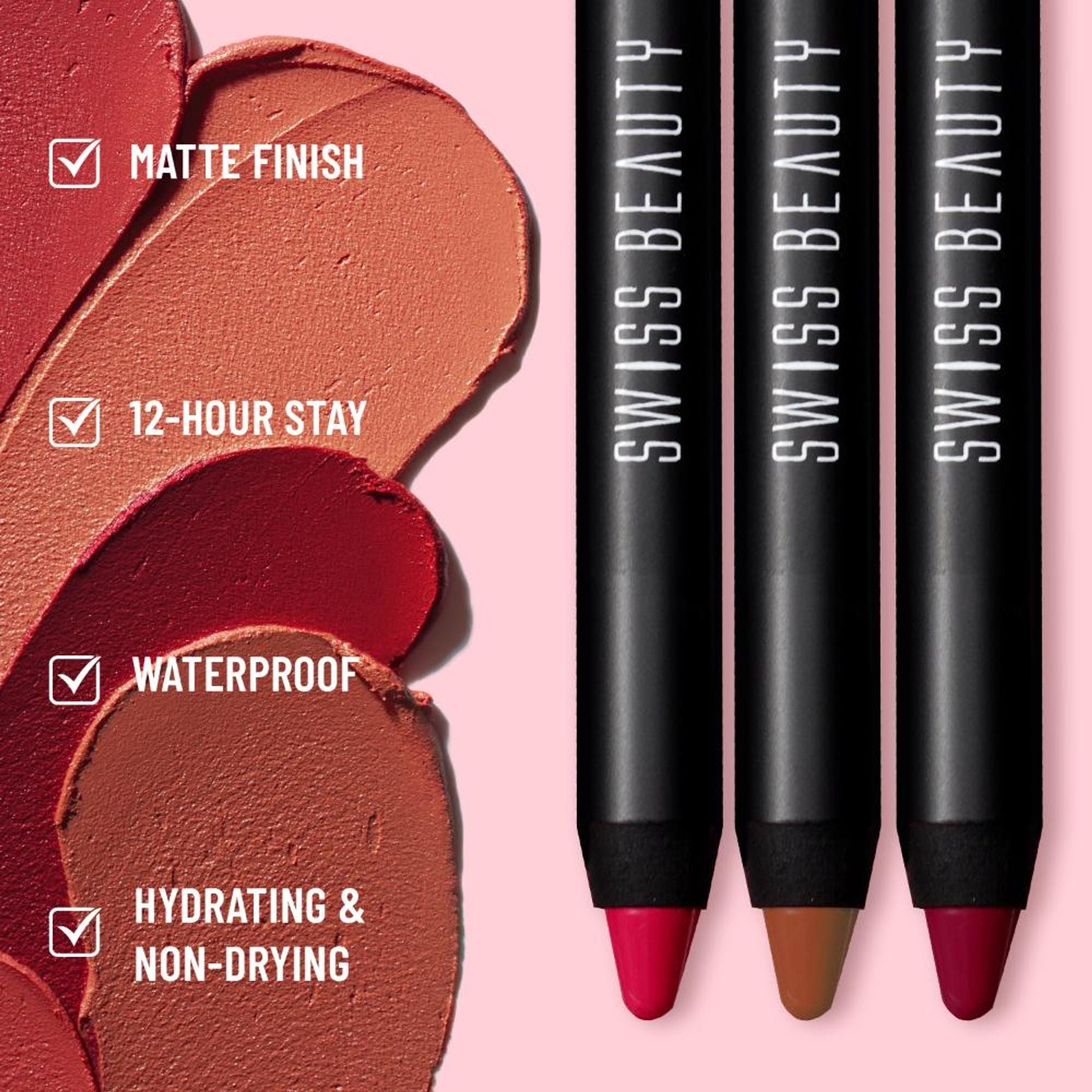 Swiss Beauty Matte Long Lasting Stay Maxx Lip Crayon Lipstick Matte Finish - Artist Nude - Distacart