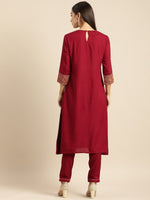 Thumbnail for All About You Women Maroon Printed Kurta with Trousers - Distacart