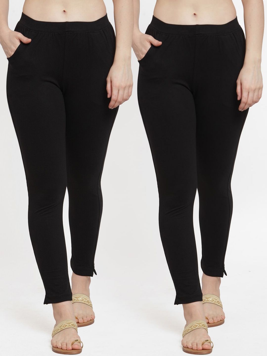 TAG 7 Women Pack Of 2 Solid Straight-Fit Ankle-Length Leggings - Distacart