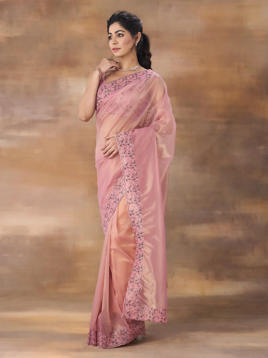 kasee Embroidered Net Saree