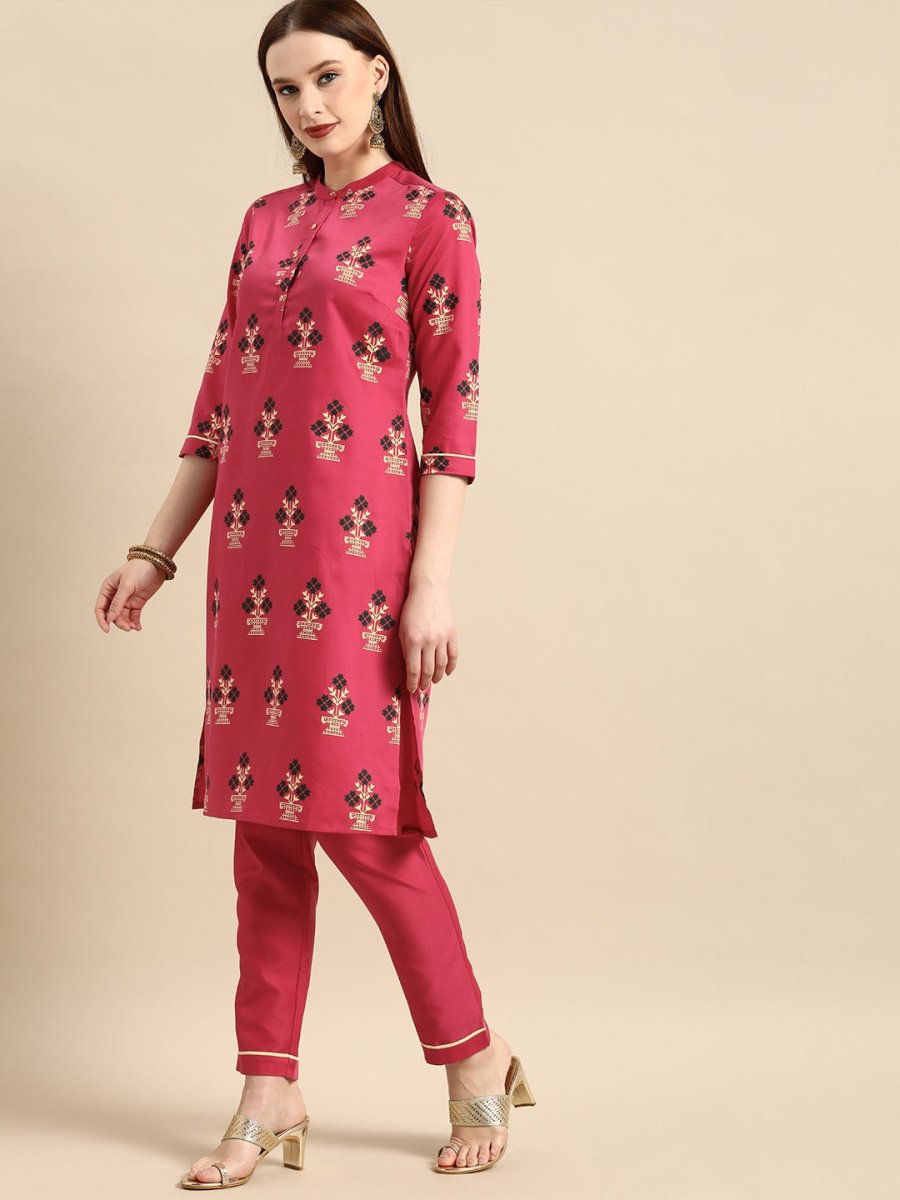 All About You Women Pink Ethnic Motifs Printed Kurta with Trousers & With Dupatta - Distacart
