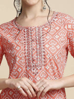 Thumbnail for Anubhutee Women's Cotton Regular Orange Kurta - Distacart