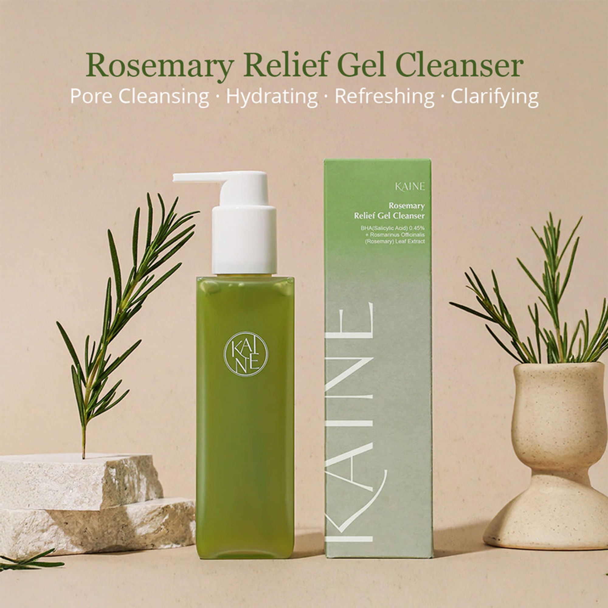 Kaine Rosemary Relief Gel Cleanser, Acne-Clarifying Korean Cleanser - Distacart