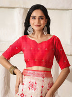 Thumbnail for Astita Linen Cotton Red & White Saree
