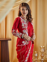 Thumbnail for kasee Ethnic Motifs Kutchi Embroidery Pure Silk Saree - Distacart