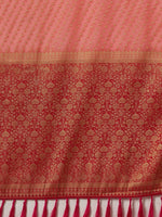 Thumbnail for Anouk Rose Gold & Red Woven Design Zari Pure Georgette Kanjeevaram Saree - Distacart