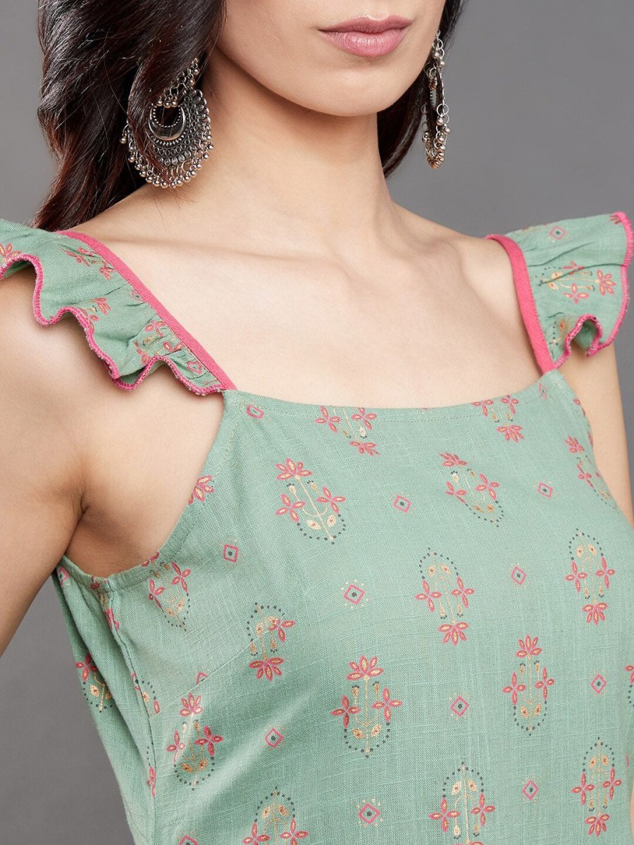 Aks Ethnic Motifs Printed Straight Kurta with Trousers - Distacart