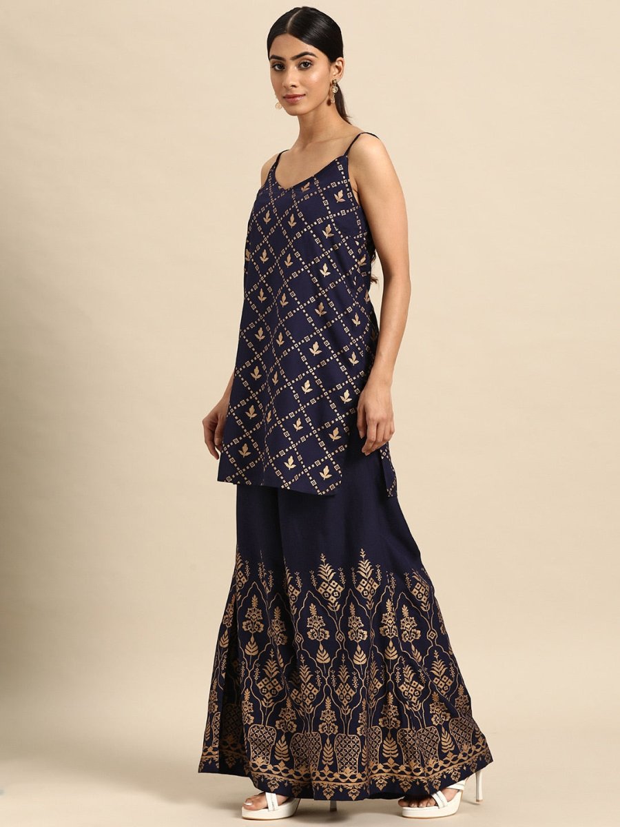 All About You Foil Printed Regular Kurta with Palazzos - Distacart