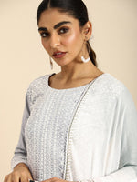 Thumbnail for All About You Women Embroidered Chikankari Kurta With Trousers & With Dupatta - Distacart