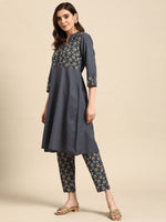 Thumbnail for All About You Women Motifs Yoke Design A-Line Kurta with Trousers - Distacart