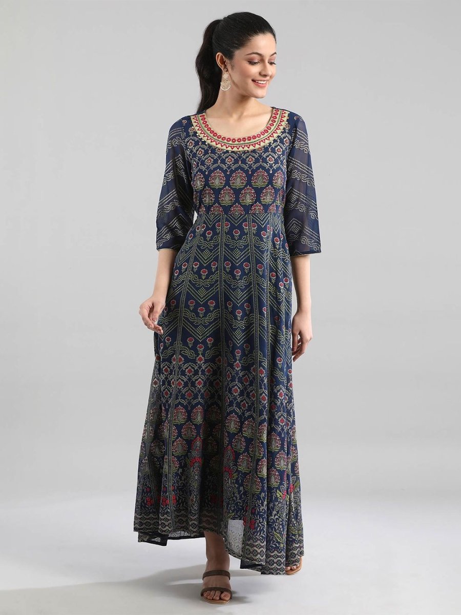 AURELIA Printed Georgette Ethnic Maxi Dress - Distacart