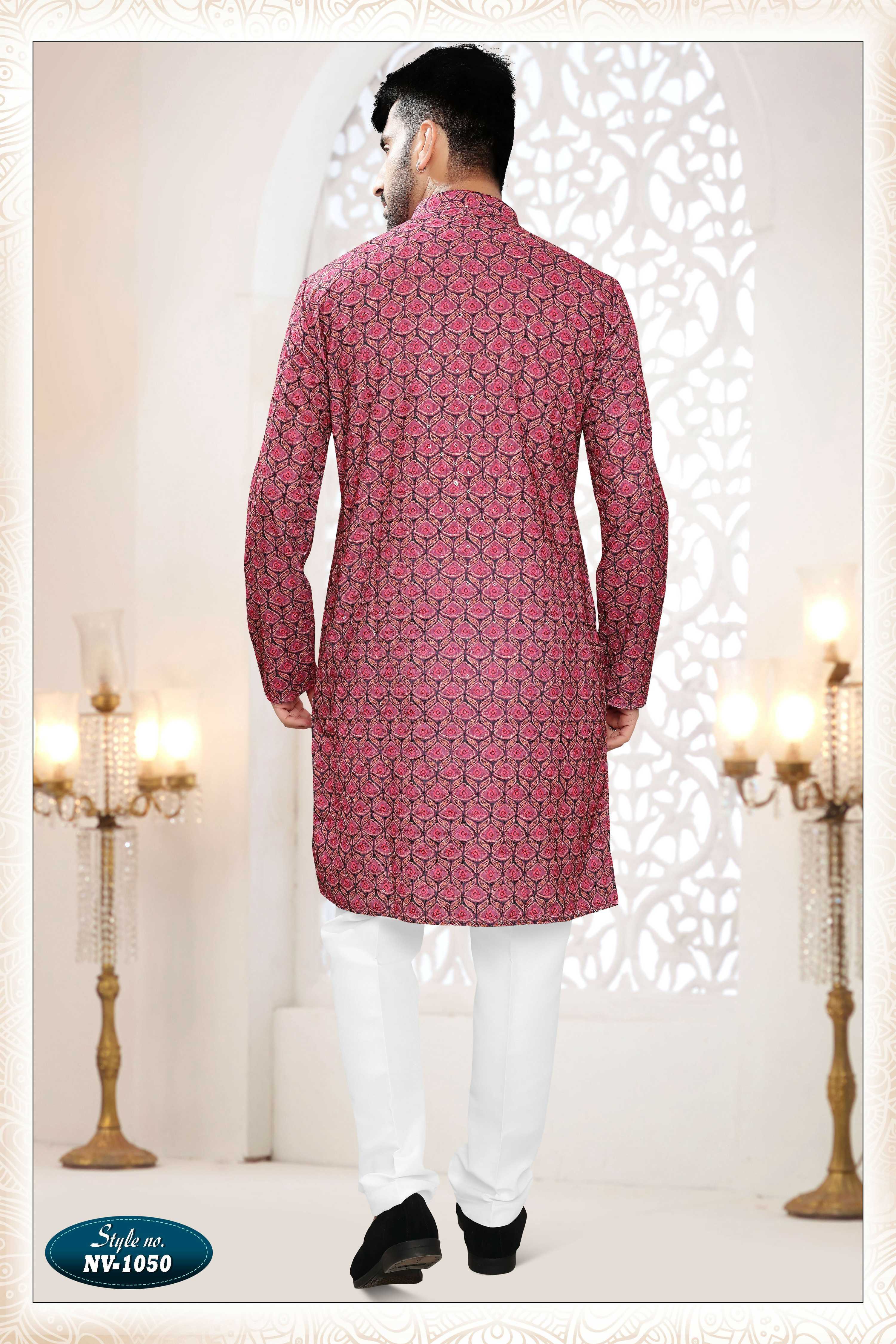 Joban Fashion Men's Redish Wine Straight Rayon Thread And Sequence Embroidery All Over Kurta Set - Distacart