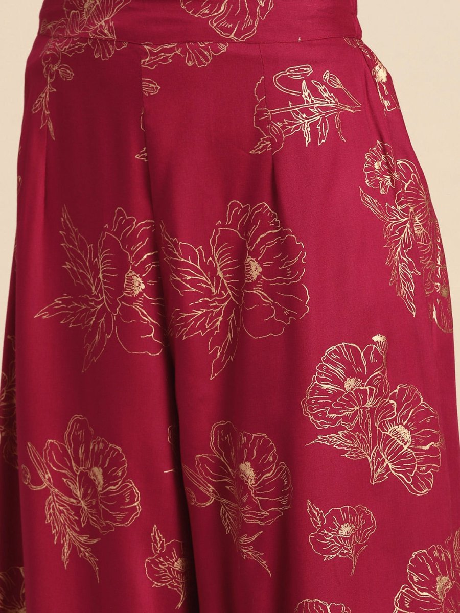 All About You Floral Print Pleated Kurta with Palazzos - Distacart