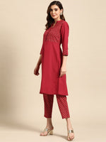 Thumbnail for All About You Women Motifs Yoke Design A-Line Kurta with Trousers - Distacart