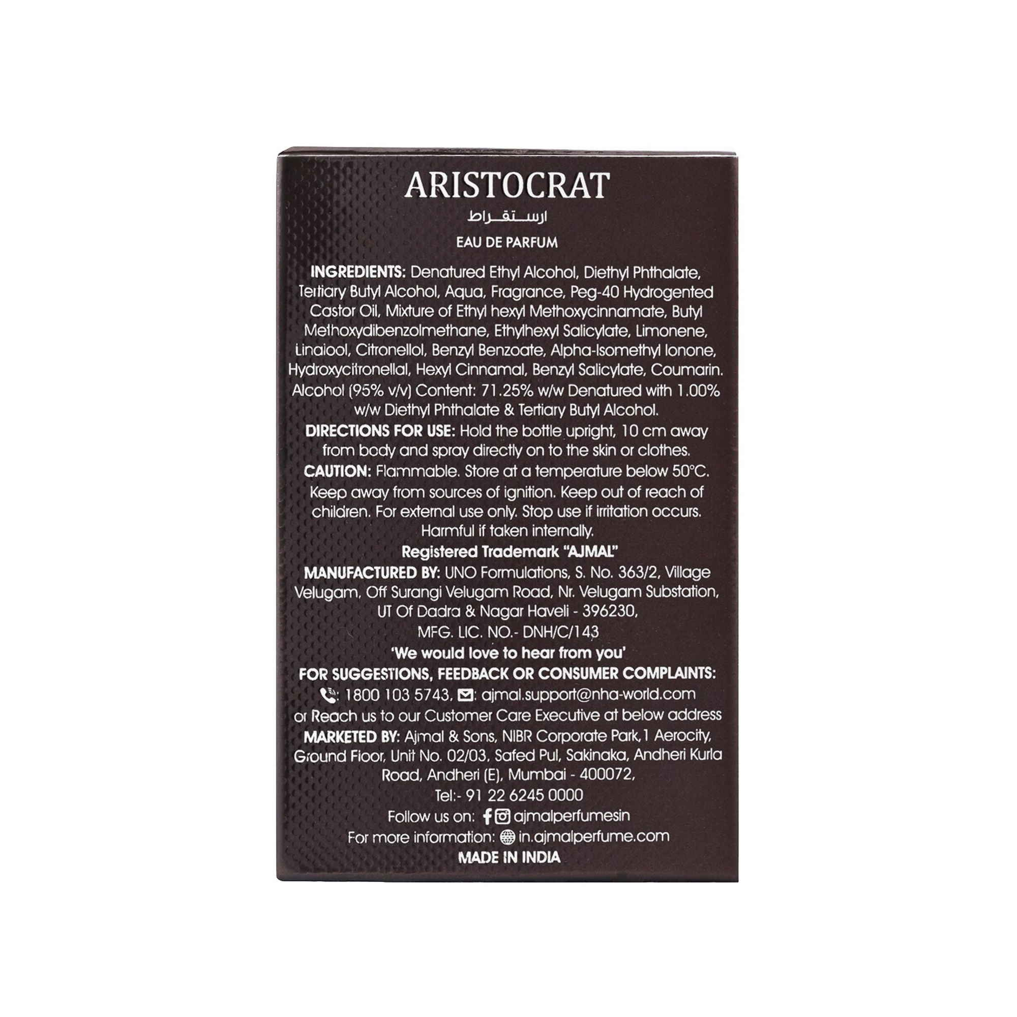 Ajmal India Aristocrat Long Lasting Eau De Parfum