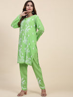 Thumbnail for HOUSE OF KARI Floral Embroidered Chikankari Pure Cotton Kurta with Trousers - Distacart
