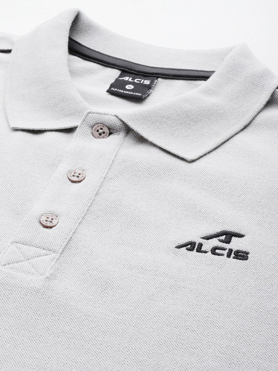 Alcis Men Brand Logo Embroidered Polo Collar Sports T-shirt - Distacart