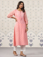 Thumbnail for Ode by House of Pataudi Ethnic Motif Printed Tie Up Neck A-Line Kurta With Trousers - Distacart
