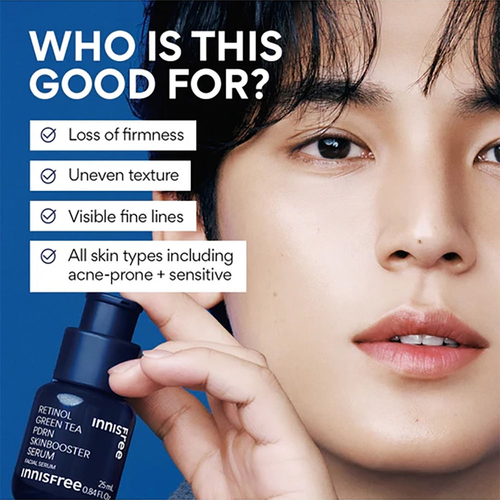 Innisfree 1% Retinol Green Tea VEGAN PDRN Ampoule - Anti-Aging, Brightening & Skin-Soothing Serum