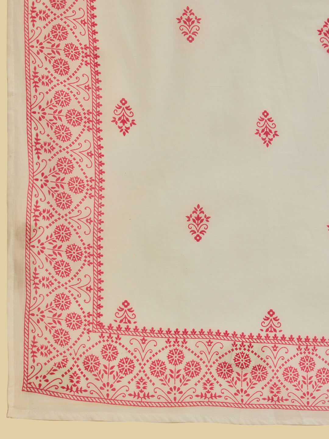 Soch White & Pink Floral Printed Pure Cotton Straight Kurta With Trousers & Dupatta - Distacart