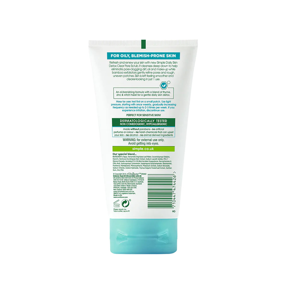Simple Daily Skin Detox Clear Pore Facial Scrub - Distacart
