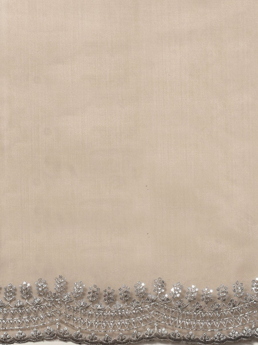 Anouk Copper & Silver-Coloured Sequinned Organza Saree - Distacart