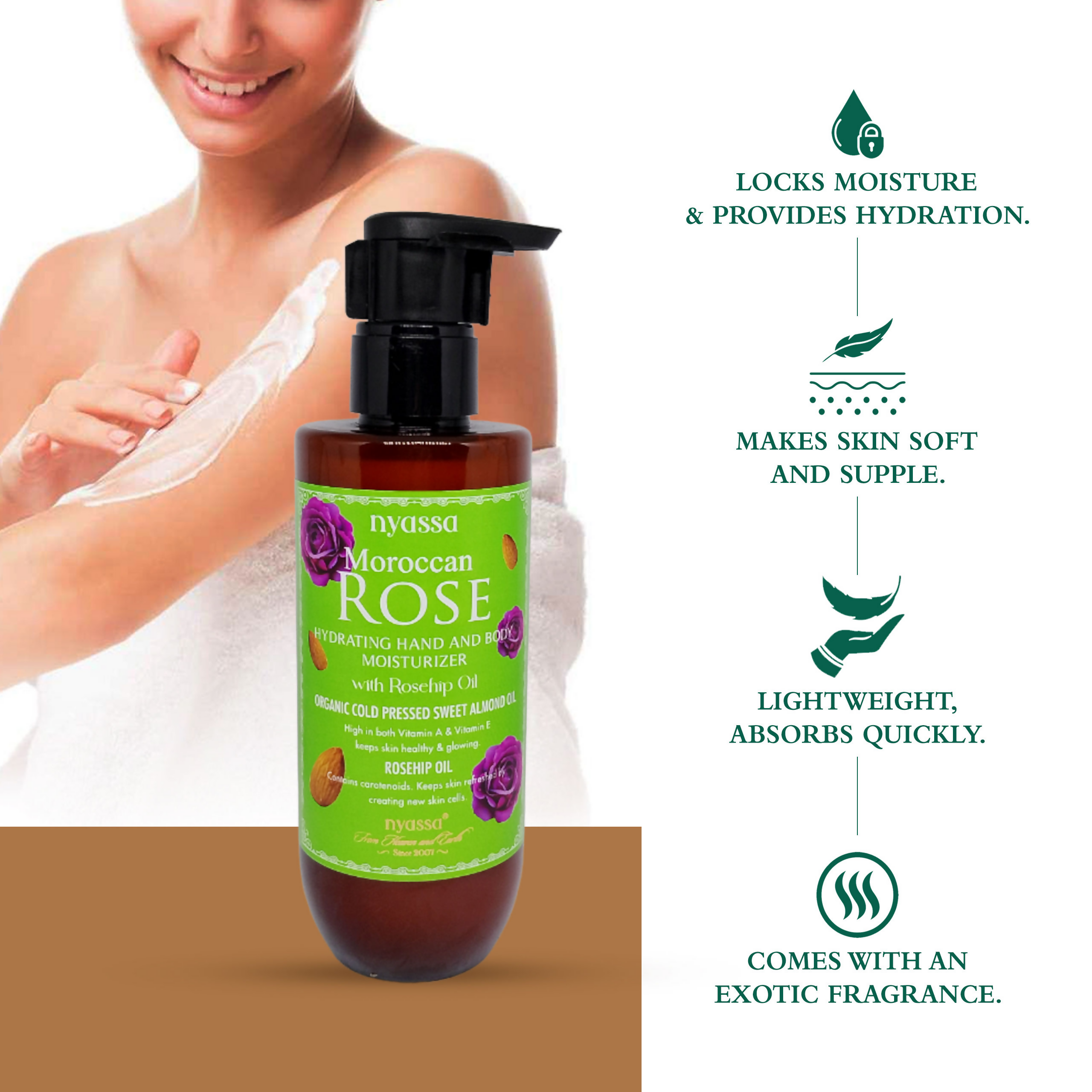 Nyassa Moroccan Rose Hand And Body Moisturizer - Dista