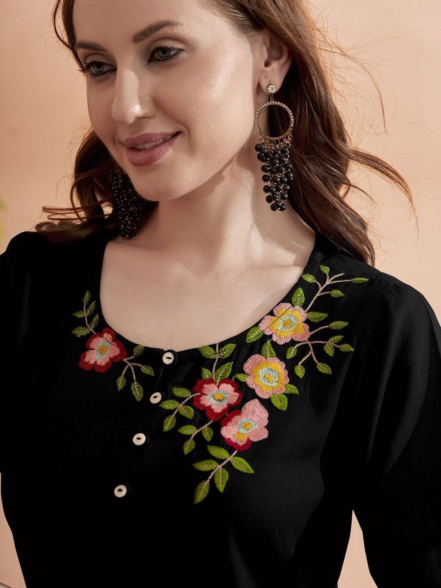 Anouk Women Floral Embroidered Above Knee Kurta - Distacart