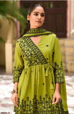 Thumbnail for Anaita Mehendi Chinon Readymade Sharara Suit with Embroidery Work - Distacart