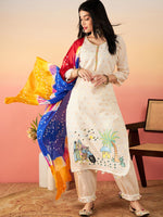 Thumbnail for Sangria Ethnic Motifs Printed Pure Cotton Straight Kurta With Salwar & Dupatta