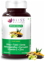 Thumbnail for bliss welness giloy tulsi amla ashwagandha curcumin immunity health veg tablet