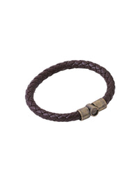 Thumbnail for NVR Men's Set of 2 Brown Leather Bracelet - Distacart