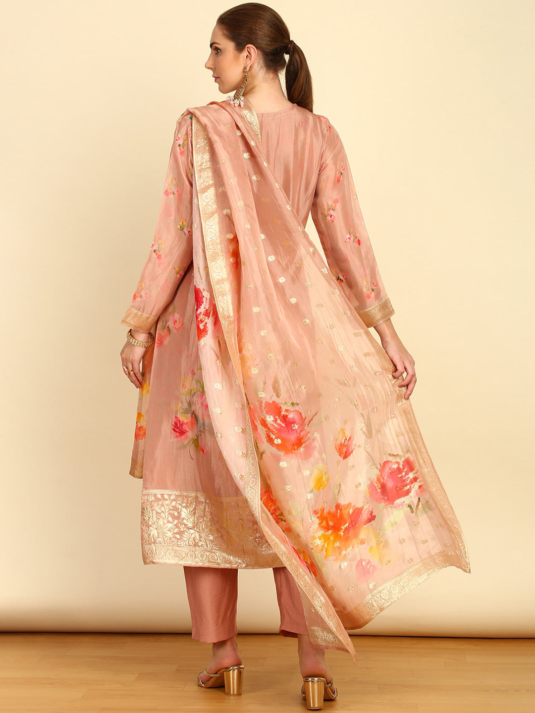 Soch Floral Printed Regular Beads and Stones Kurta with Trouser & Dupatta - Distacart