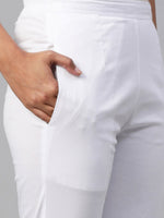 Thumbnail for ADA Women Pink & White Chikankari Embroidered Handloom Kurta with Trousers - Distacart