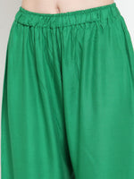 Thumbnail for TAG 7 Women Green Solid Wide Leg Palazzos