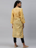 Thumbnail for ADA Women Beige & Black Ethnic Motifs Embroidered Chikankari Handloom Kurta with Trousers - Distacart