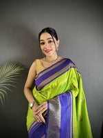 Thumbnail for Joban Fashion Light Green Banarasi Soft Silk Woven Saree - Distacart