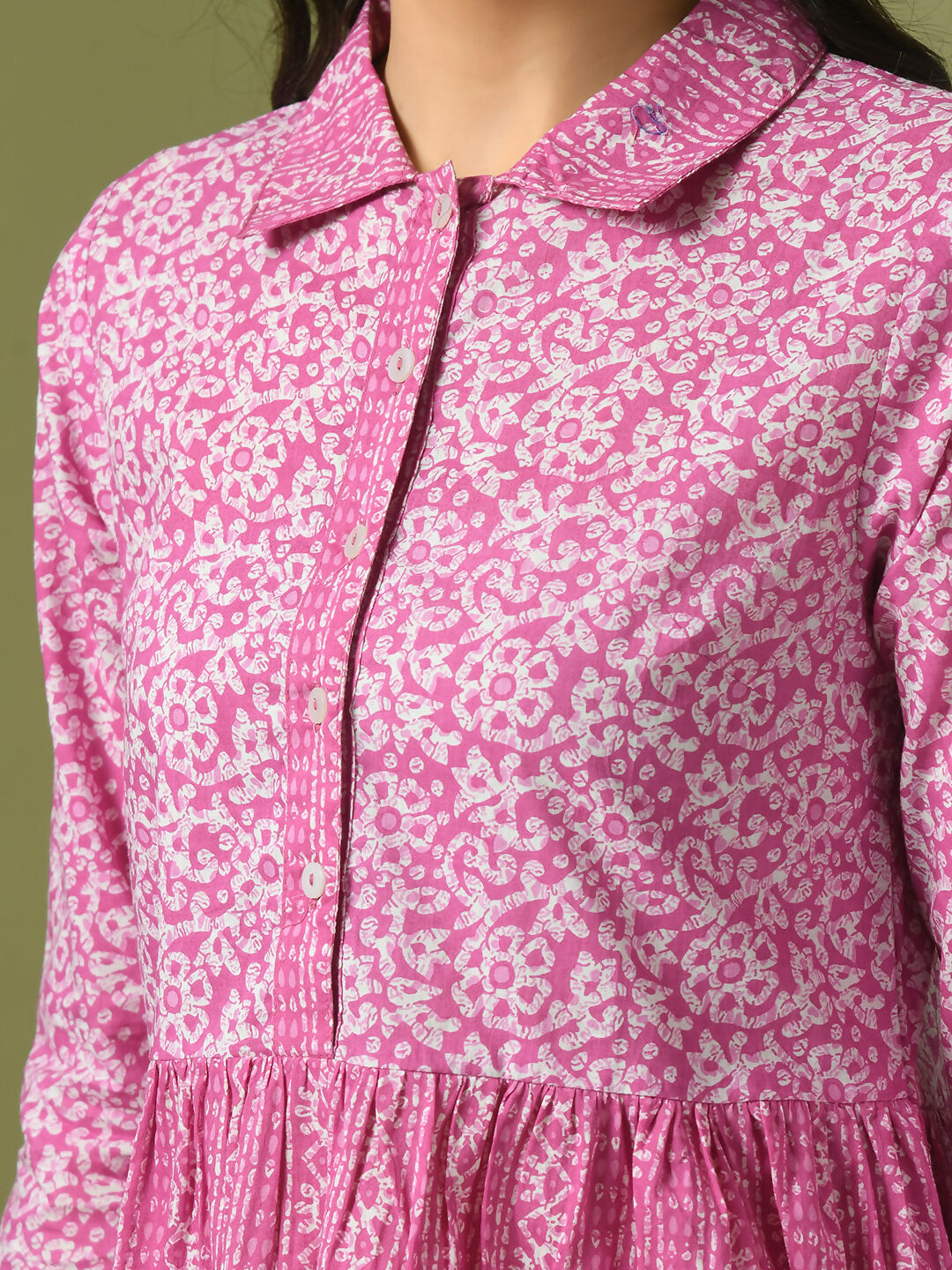 Myshka Women's Pink Embellished Cotton Gathered Party Empire Top - Distacart