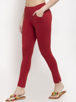 Thumbnail for TAG 7 Women Maroon Solid Ankle-Length Leggings - Distacart