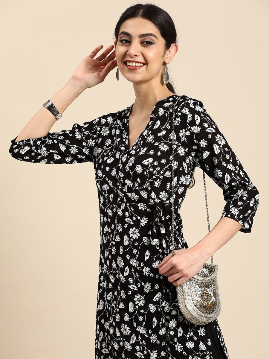 Anouk Women Floral Printed Angrakha Kurta with Palazzos - Distacart