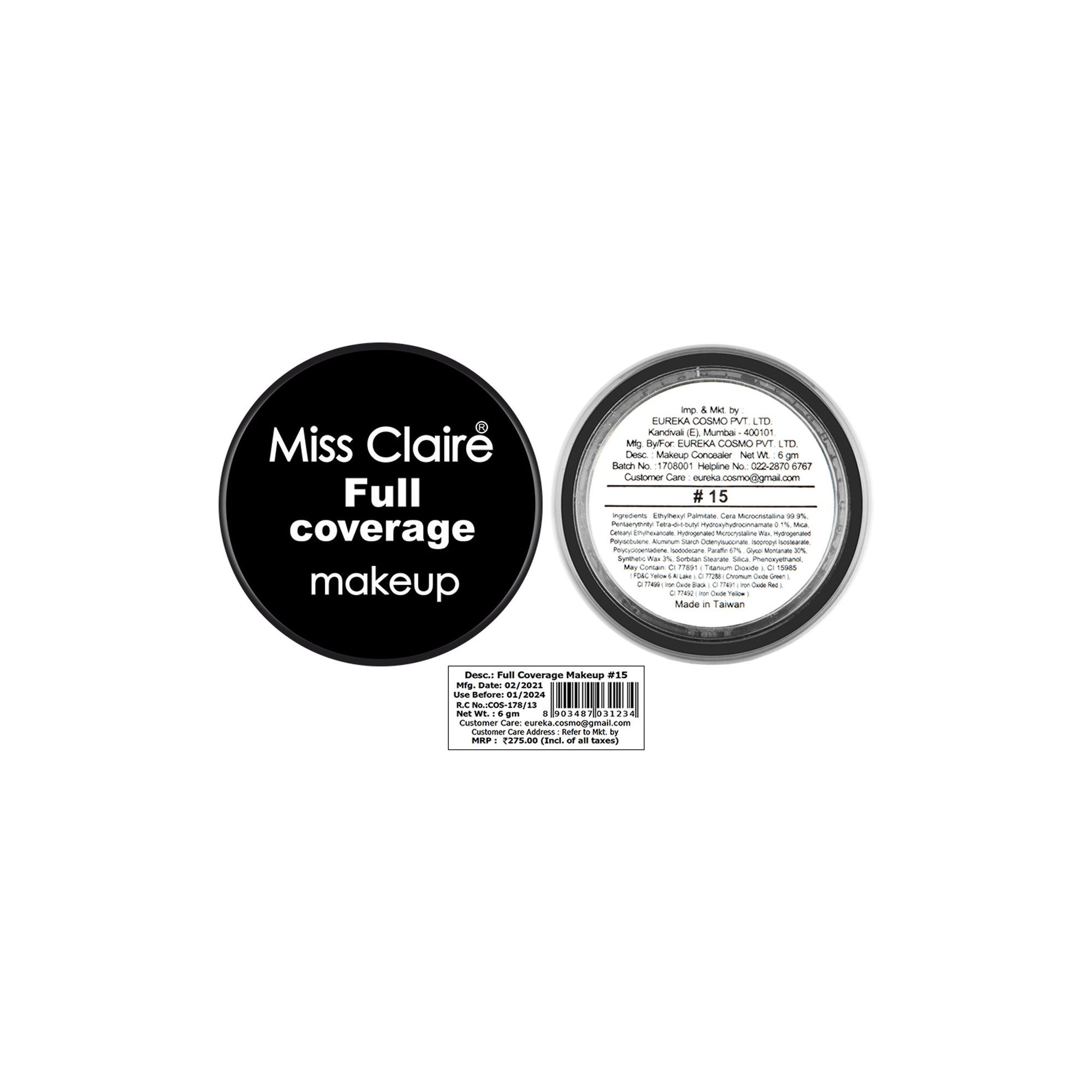 Miss Claire Full Coverage Makeup + Concealer - 15 - Distacart